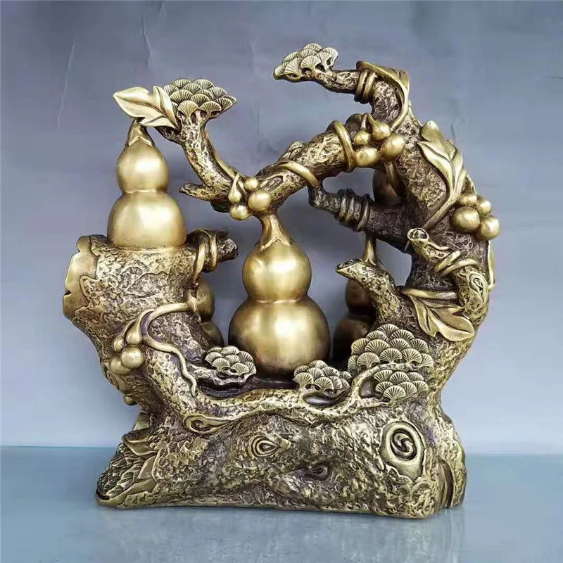 Copper Gourd Ornament Brass Five Blessings Living Room Entrance TV Wine Cabinet Office Decoration Large Size
