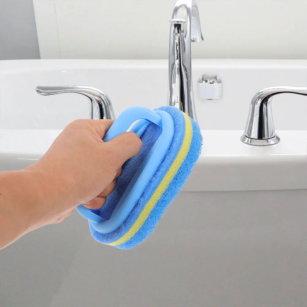 

3pcs Cleaning Blue Handles Bathroom Sponge Cleaning Sponges Bathroom Kitchen Tools Non Scratch Material Multi Purpose