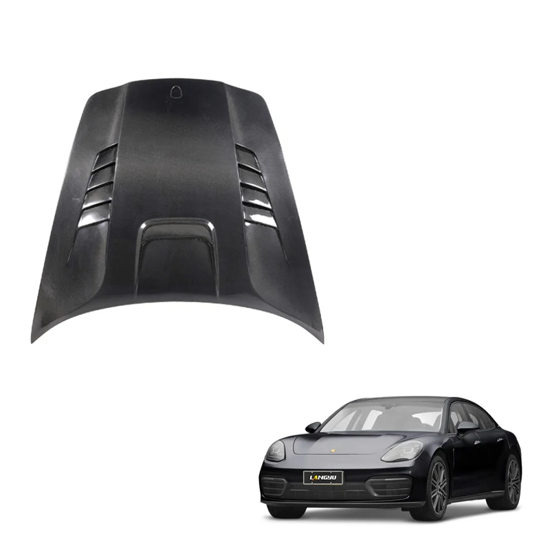 

Langyu 2010-2016 Car Accessories Engine Cover Carbon Fiber Front Bonnet For Porsche Panamera 970 DMC Style Engine Bonnet Hood