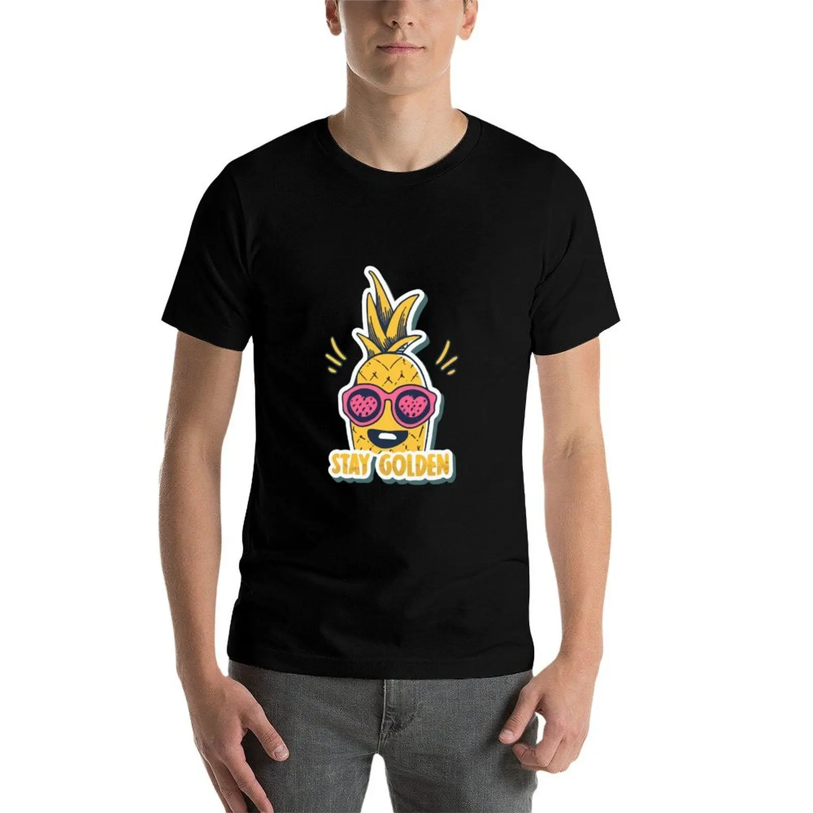 Stay Golden Pineapple with Sunglasses T-Shirt No Iron Casual Short Sleeve Top view 4