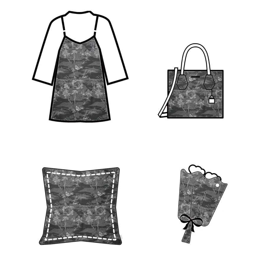 Stile cinese Nero Grigio Modello di montagna Tessuto jacquard tinto in filo Abito antico Cheongsam Tessuto da cucito fai da te
