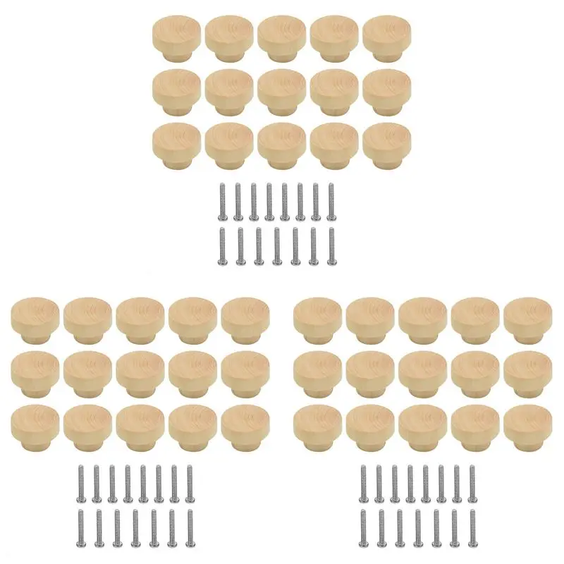 

VEHO-45 шт. деревянных ручек для ящиков, мебельных ручек, деревянных ручек для шкафов и ящиков, круглых деревянных ручек