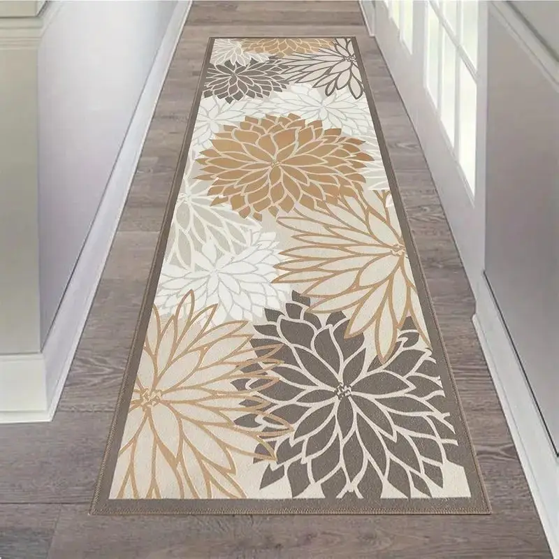 VIKAMA-camiseta antideslizante con flores para pasillo, alfombra para áreas interiores y exteriores, sala de estar, lavandería, cocina, decoración del hogar