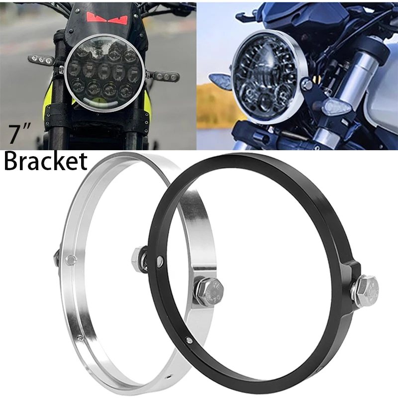 

Universal 5.75 Inch Aluminum Round Headlight Housing Headlamp Trim Ring Mount Bracket Motorcycles