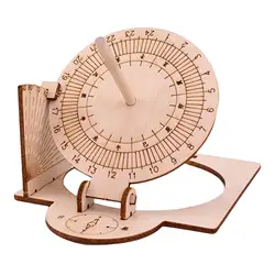 Equatorial Sundial Clock DIY Wooden Building Kit for Students Teaching Clock Maritime Nautical Sundial Compass Birthday Gift