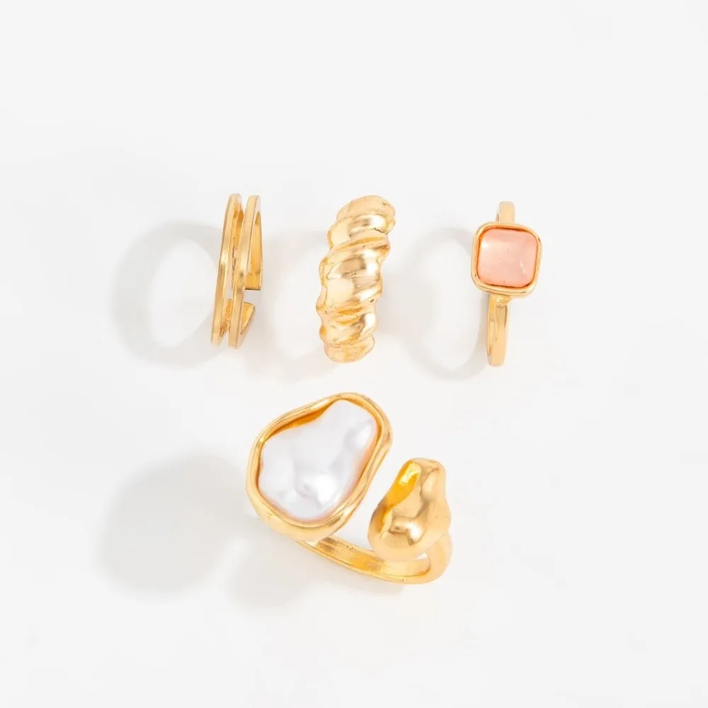 Irregular Pearl Toe Ring Set Thread Metal Surface Open Adjust Frame Foot Jewelry Gem Inlay Multi Piece Pack Bead Decor Kit