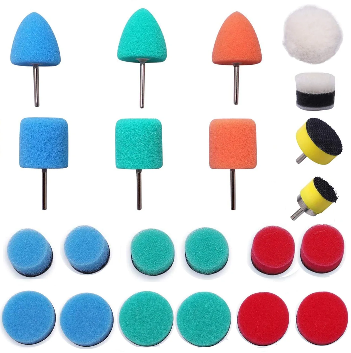 

22Pcs Detail Polishing Pads Mini Waxing Polishing Sponge Set for Car Hub Clean＆Polishing Sponge Rotary Tool Accessories