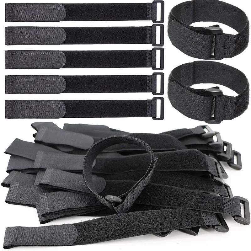 5/10Pcs 30cm Reusable Hook Loop Cinch Straps Nylon Cable Ties Organizer Adjustable Fastener Securing Cable Cord Management