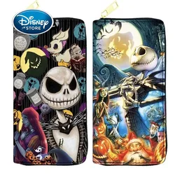 Disney Nightmare Before Christmas Jack Sally Women Printed Zip Around Long Wallet Halloween Clutch Holder Purse ID Card Bag