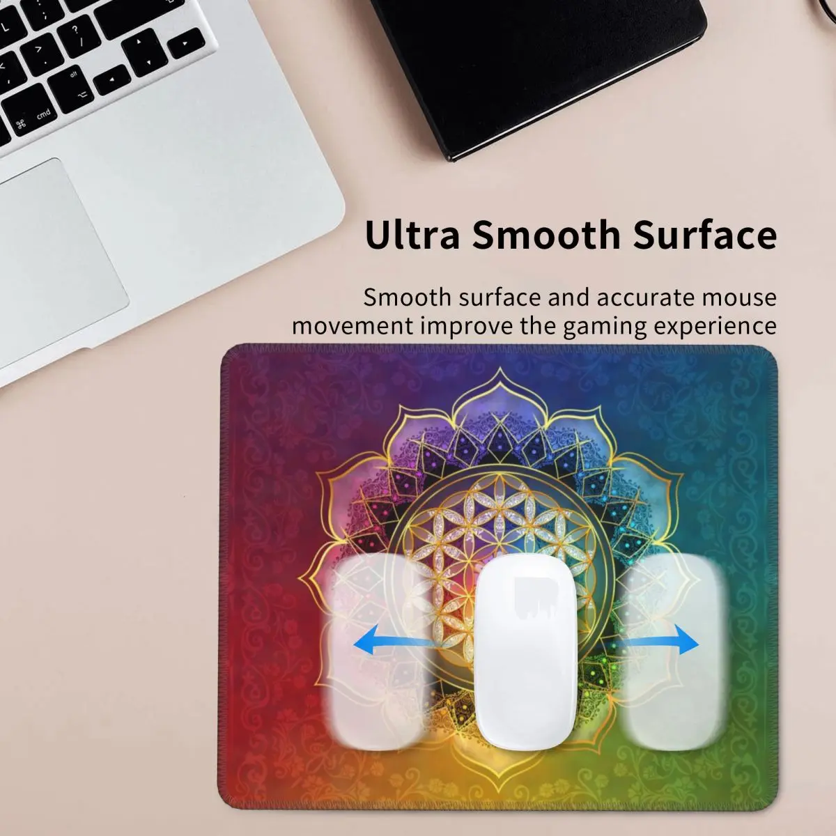 Cầu Vồng Hoa Sen Của Cuộc Sống Miếng Lót Chuột Vuông Cao Su Không Trơn Trượt Mousepad Linh Thiêng Hình Học Game Thủ Văn Phòng Máy Tính Laptop PC bàn Làm Việc Thảm