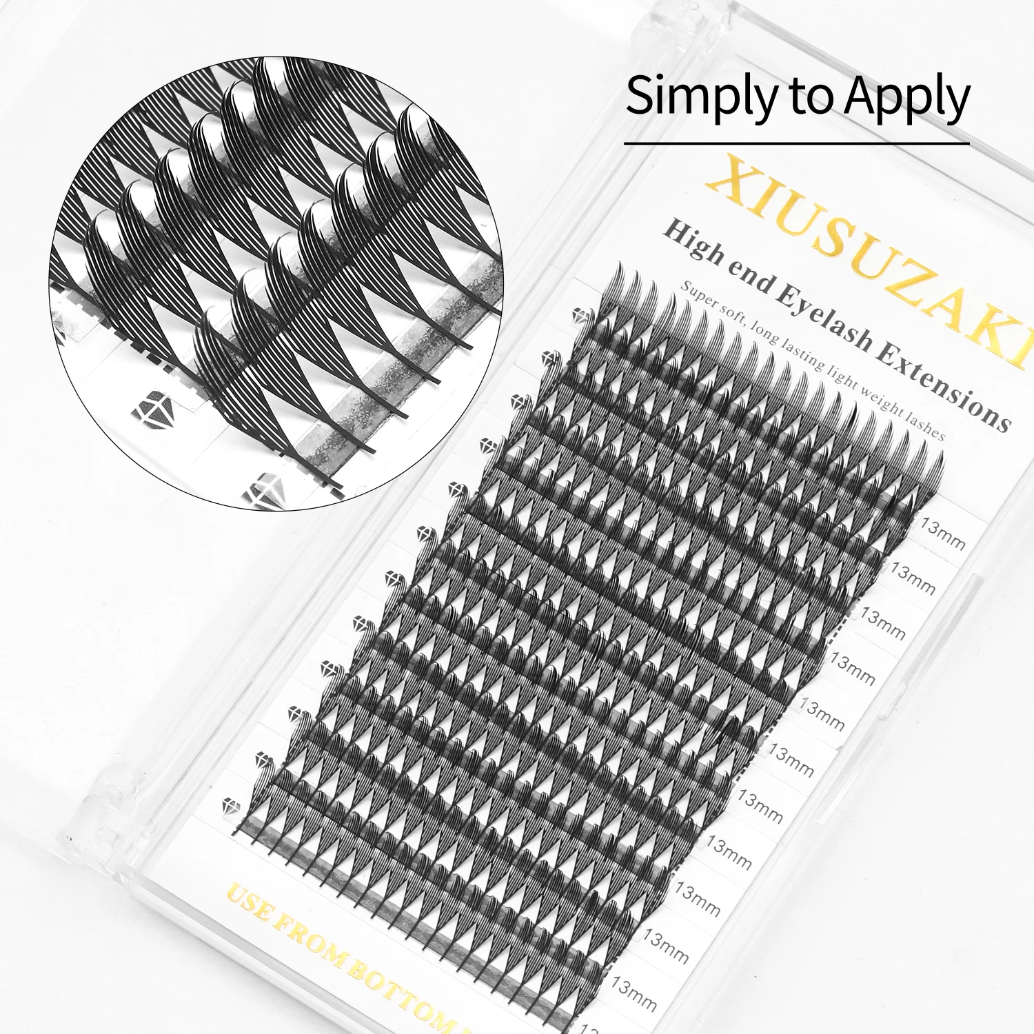 XIUSUZAKI การ์ตูน Spire Lashes ดอกอัตโนมัติ Premade แฟนขนตาแต่ละ Volume False Lashes เครื่องมือแต่งหน้า