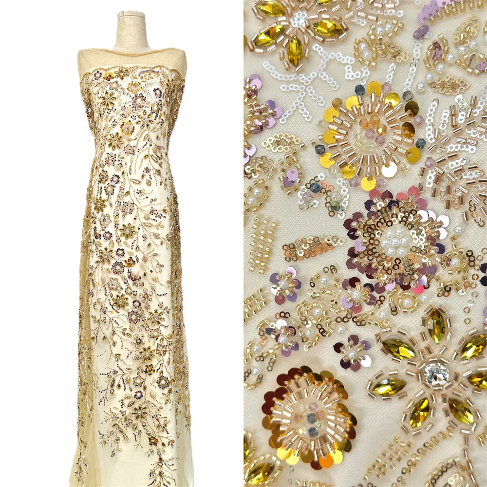 

Роскошная кружевная ткань с нигерийскими камнями, расшитая бисером, 2026, высокое качество, блестки, французская вышивка, африканская кружевная ткань для свадебного шитья