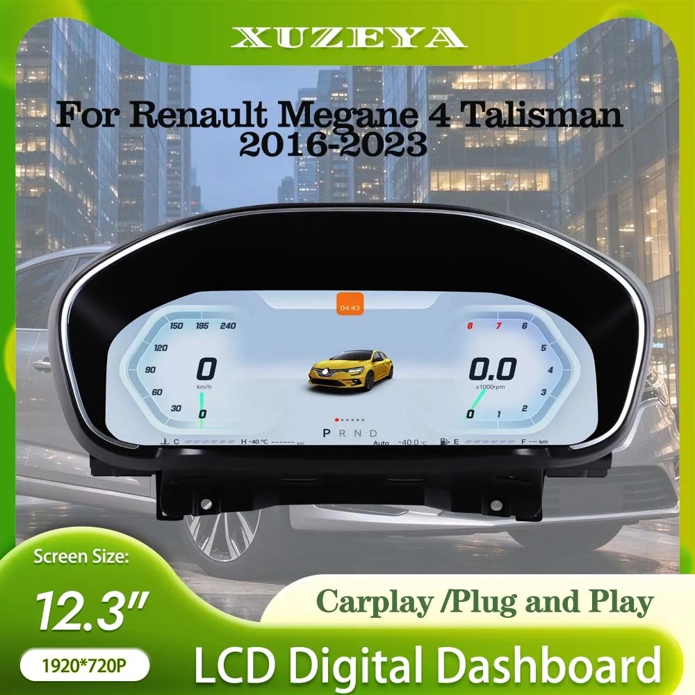 Digital Instrument Cluster for Renault Megane 4 Talisman 2016-2023 Speedometer CarPlay/Auto Virtual Cockpit