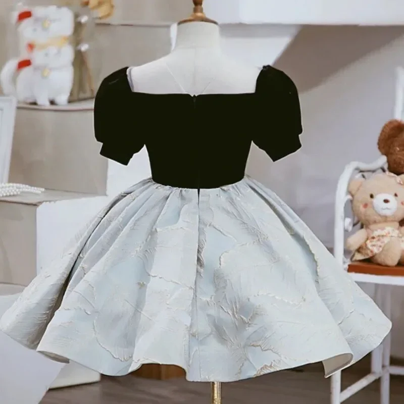 Teenmiro Girl Formal Vintage Dress for Baby Elegant Dresses Kids Vintage Baptism Ball Gown Children Birthday Party Vestidos
