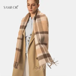 Damen schal Winters chals für Damen Plaid Schals im britischen Stil verdicken Pashmina warme Schal wickel mit Quasten Poncho Stolen