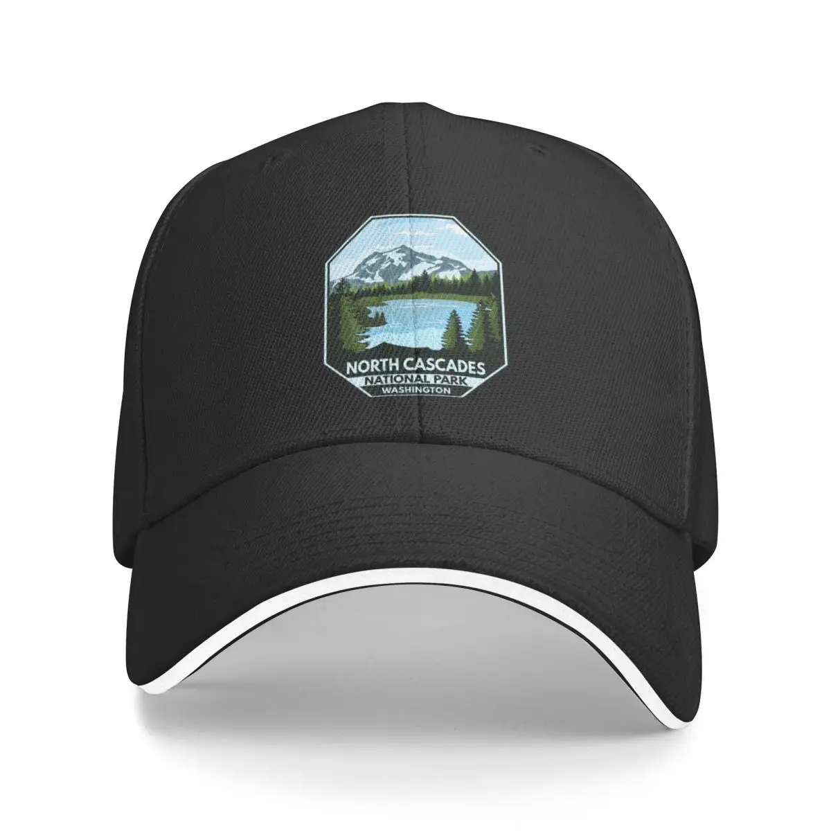 

North Cascades National Park Minimal Retro Emblem Baseball Cap Designer Hat Uv Protection Solar Hat Woman Hats Men's