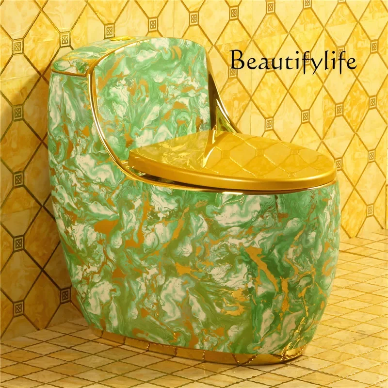 

Золотой унитаз, персонализированный креативный сифон, туалет для маленькой квартиры, цветной туалет для накачивания яиц