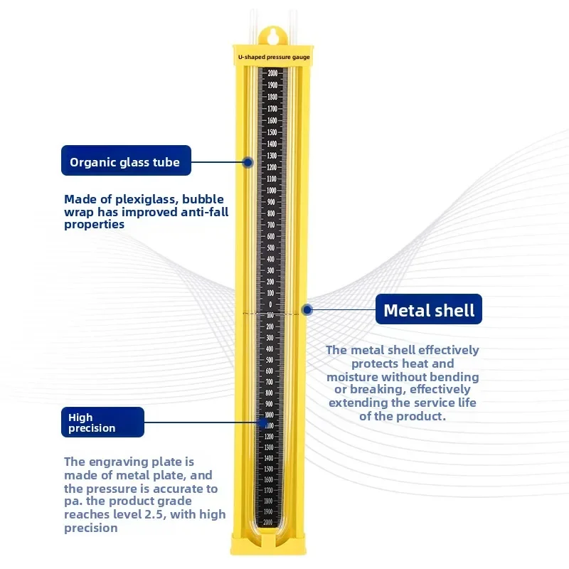 سبيكة شبكي على شكل حرف U قياس الضغط عمود الماء السائل قياس الضغط التفاضلي ألغام الفحم خط أنابيب الغاز الطبيعي Ga