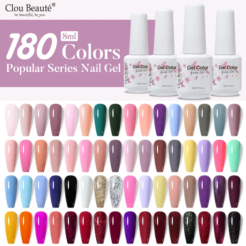 Clou Beaute-esmalte de uñas en Gel, 8ml, para decoración de uñas, capa Base superior UV, esmalte en Gel, laca Ongle, barniz de larga duración, 180 colores