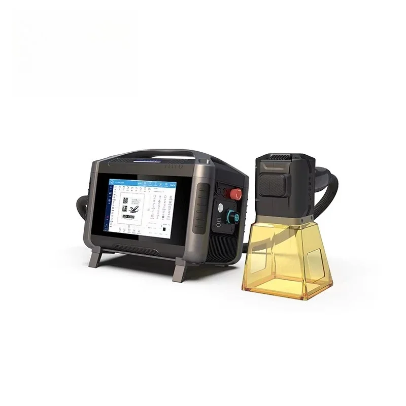 Compact 30W Portable Handheld Laser Marking Machine Lightweight 8 8kg Touchscreen Emergency Stop Function
