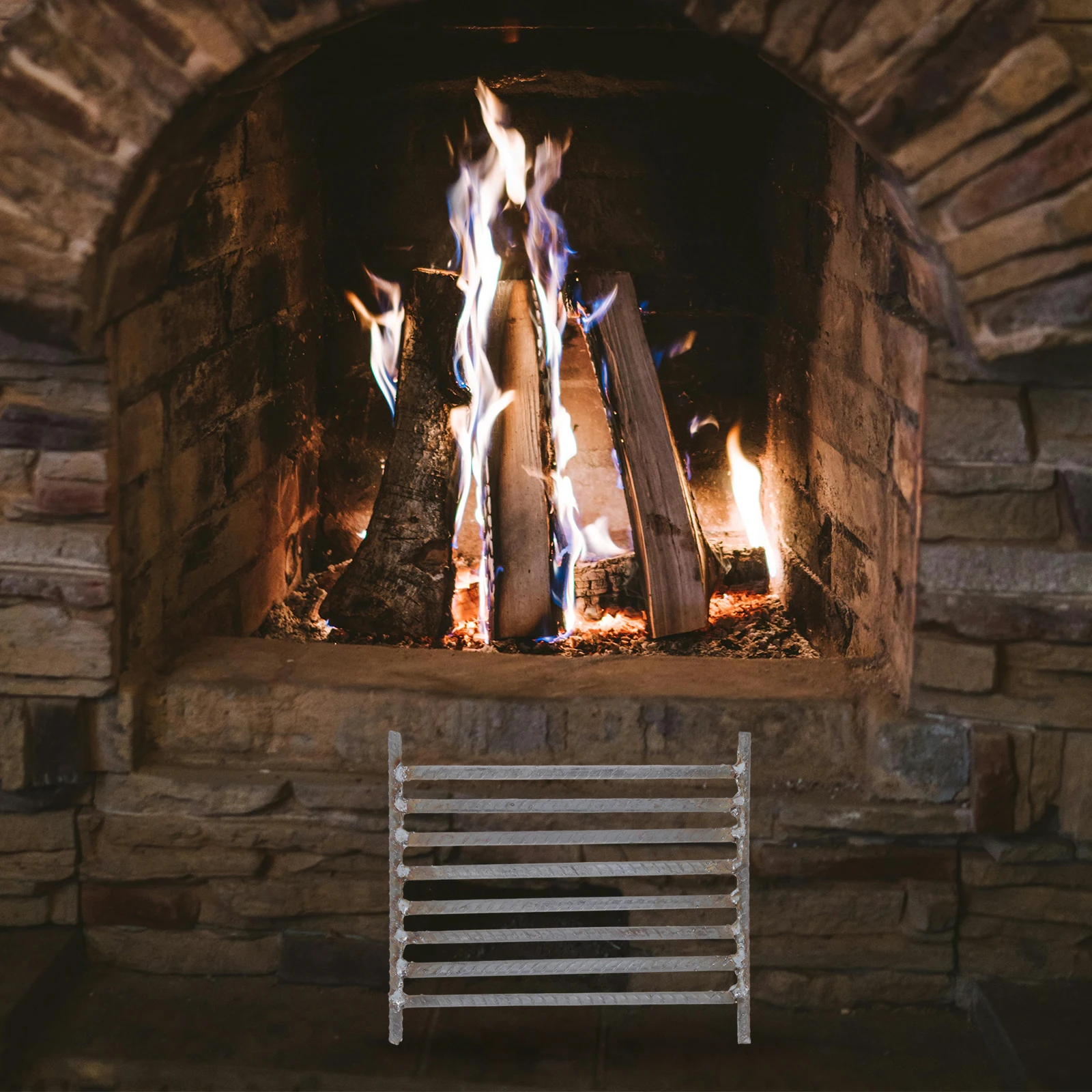 Rejilla para chimenea de hierro de alta resistencia, parrilla para cocinar, rejilla para quemar leña, parrilla para barbacoa al aire libre, repuesto para parrilla de Camping de madera