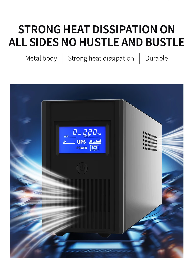 

LCD Display Single-phase 220V Uninterrupted Power Supply UPS 1000VA 600W 50Hz/60HZ Offline UPS Power Supply For PC