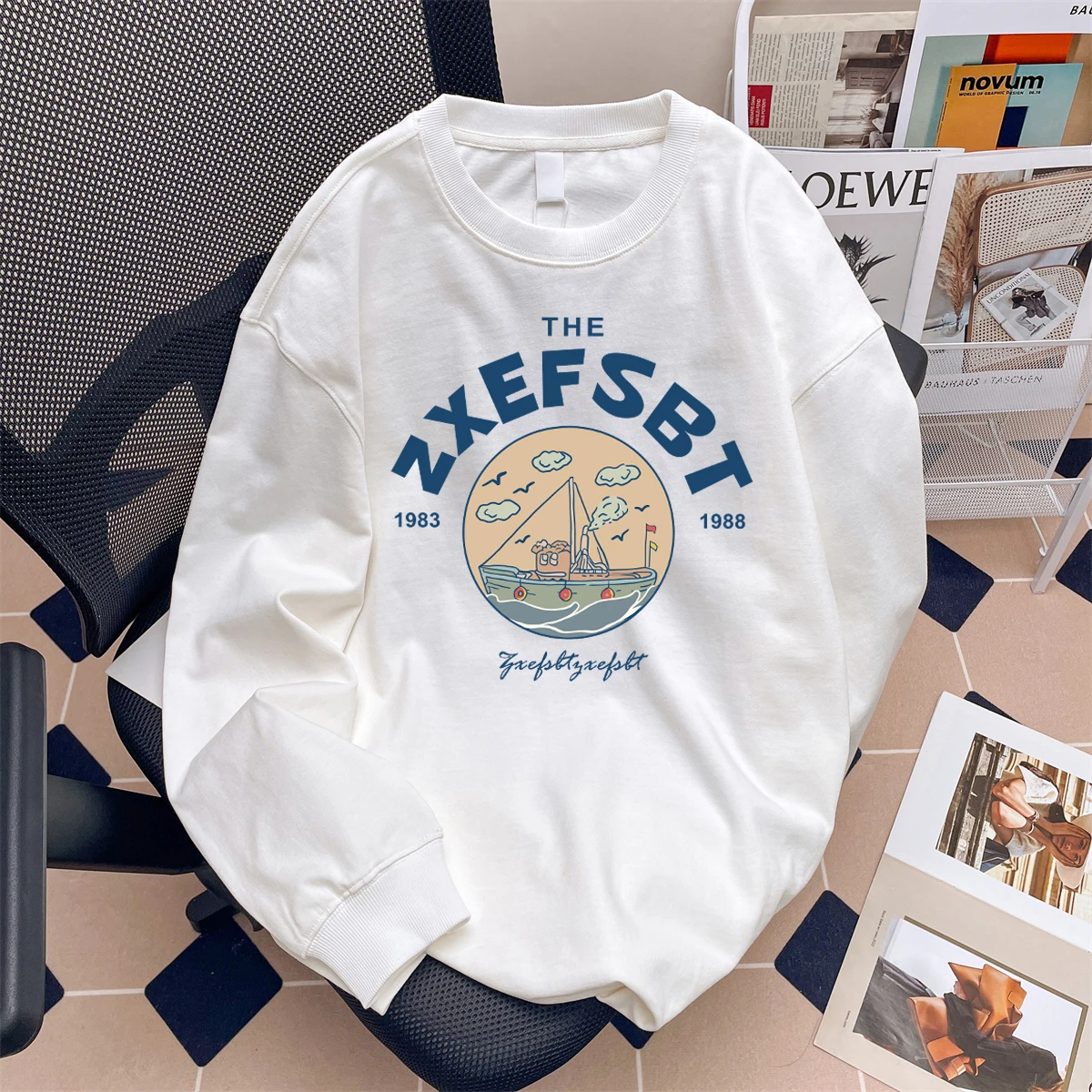 

American Sle Long Sve T-irt ex Basic irt Autumn Faion Design Heavyweight Versatile Youth Casual round Ne Top