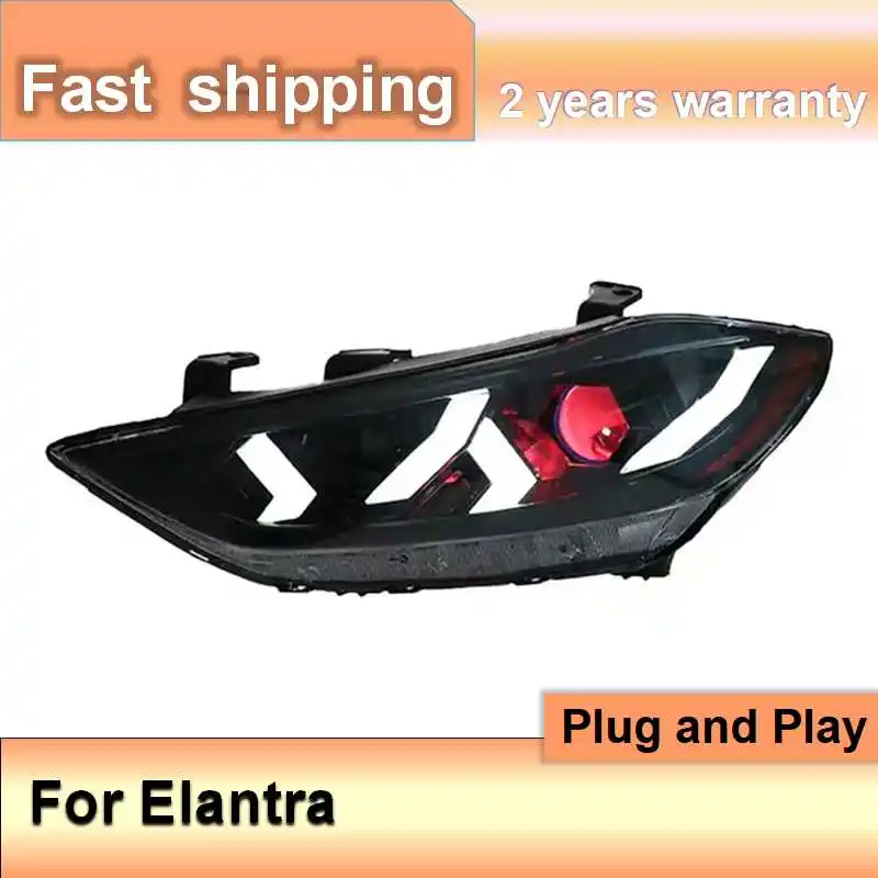 اكسسوارات السيارات لشركة هيونداي إلنترا المصباح 2016-2020 إلنترا رئيس ضوء DRL بدوره إشارة منخفضة عالية شعاع العارض عدسة