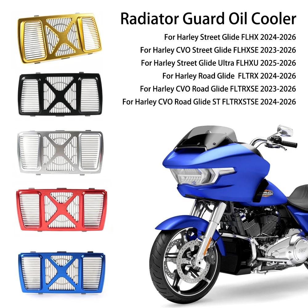 Parts Cnc Aluminum Oil Cooler Cover Protection Colored For Harley Touring Street Glide Road Glide 2024-2026 2025
