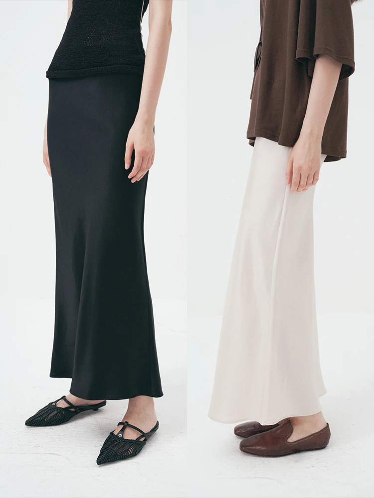 

Элегантная юбка-русалка с эластичным поясом и высокой талией из ацетатного волокна для повседневной носки, работы, свиданий, А-силуэт, размер S