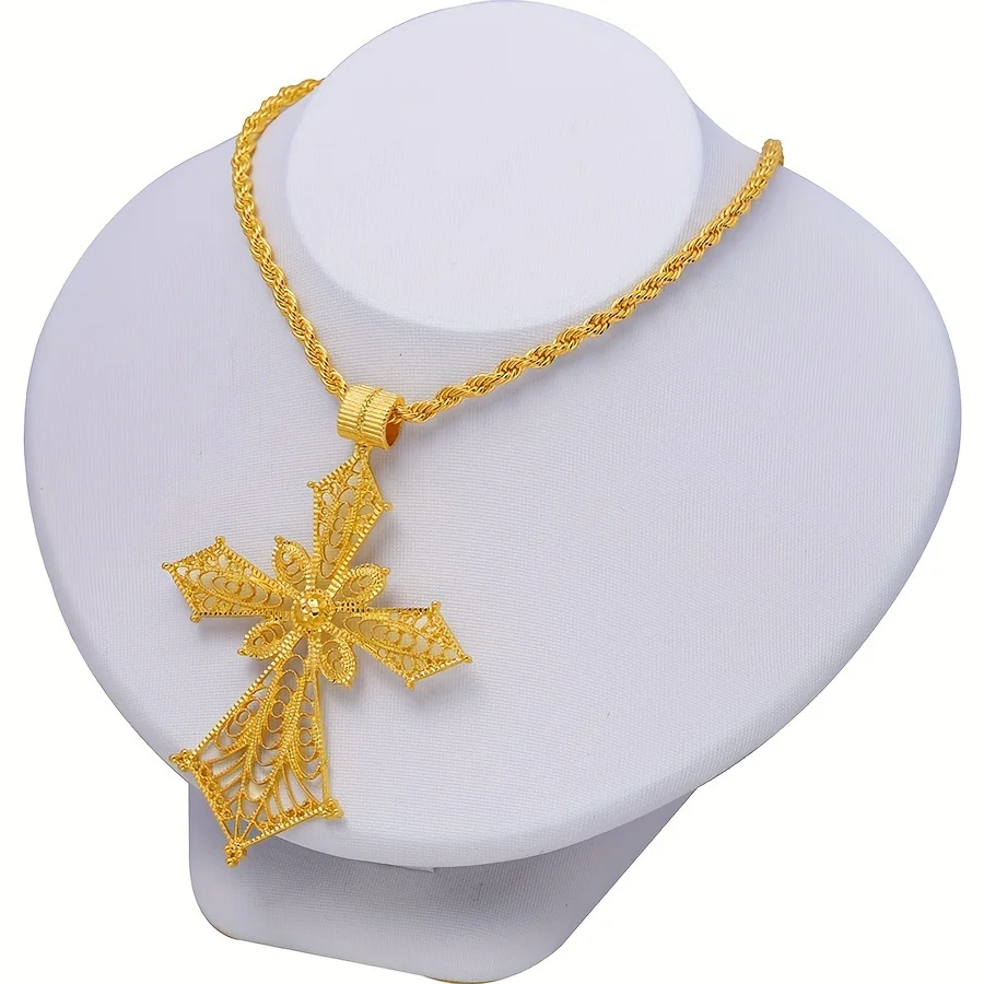 2PCS/Batch Dubai European and American Cross Pendant Necklace Set Middle Eastern Women\'s Jewelry Wedding Jewelry