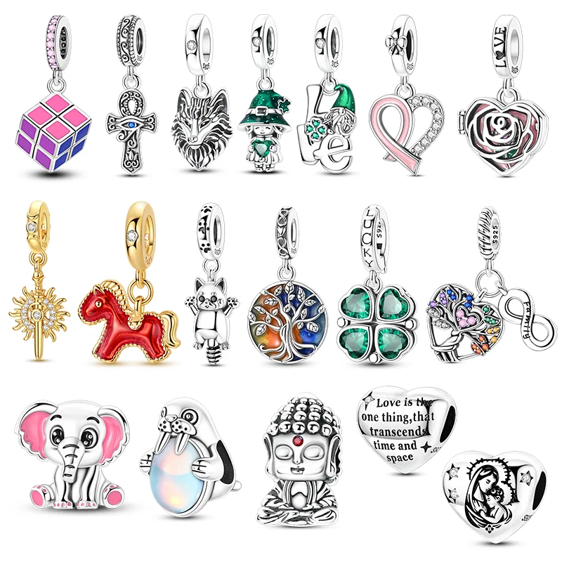 

Новинка из стерлингового серебра 925 пробы, бусины, конский слон, подвеска в виде креста Будды, подходит для оригинального браслета для женщин, подарки на вечеринку «сделай сам»