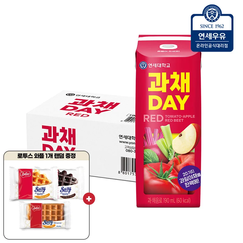 Yeonsemilk Fruit Day red 190ml 24 Pack + 1 rotus wapple