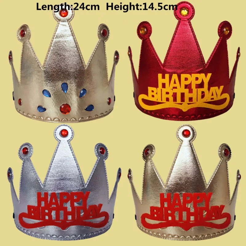 Adult Children Birthday Crown Hat Gold King Diamond Headdress Hair Accessories Cake Decor