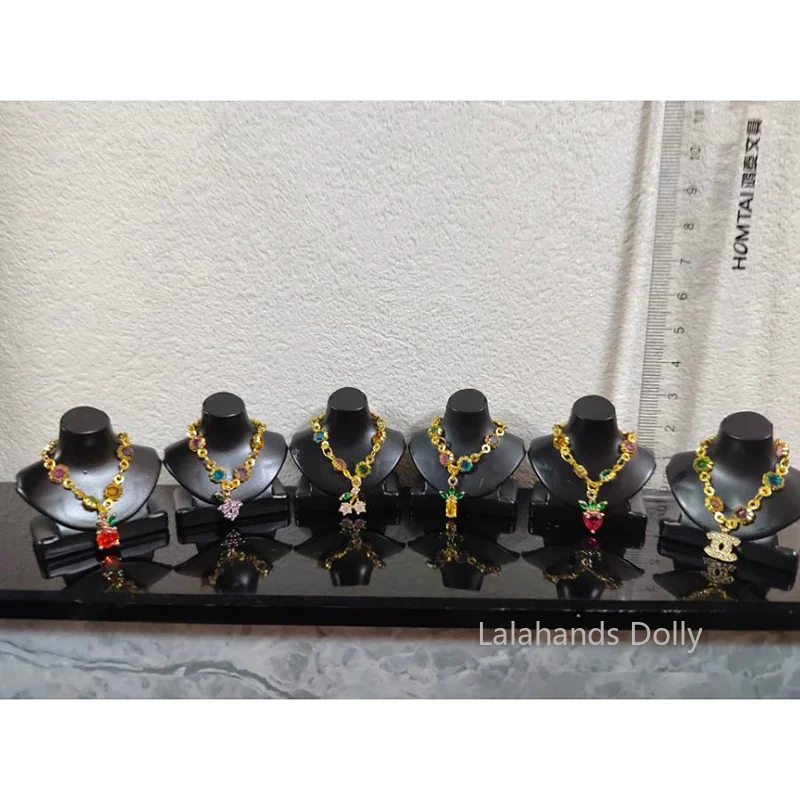 1:6 Doll Mini Jewelry Earring Necklace Set (including Display Rack)Model Doll Miniature Decoration Items Toys Gift Accessories