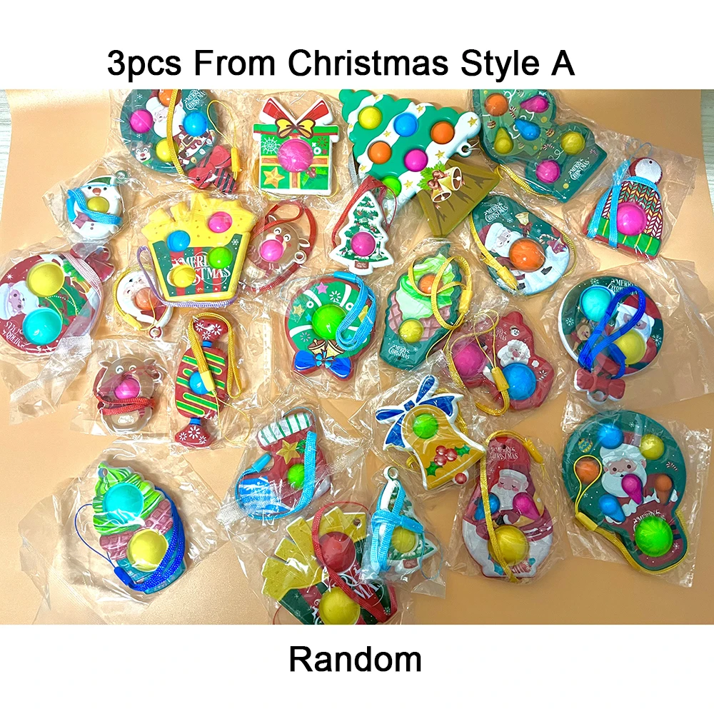 Fidget Toy Anti-stress Simple Dimple Keychain Push Bubble Children Squeeze Christmas Toy Kids Gift Pop Its Party Favors Goodies