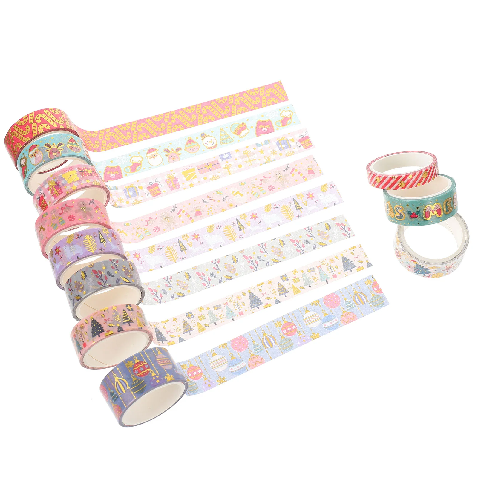 11 Rolls Christmas Tape Decor Gift Wrapping Washi Themed Tapes Decoration Xmas Decorative Japanese Paper Cartoon Adhesive