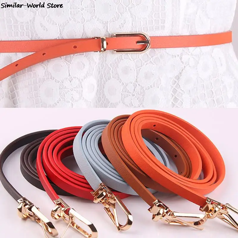 1PC Women Faux Leather Adjustable Belts Candy Color Thin Skinny Waistband Belt Women Dress Strap Cinturon Mujer Cinto Feminino