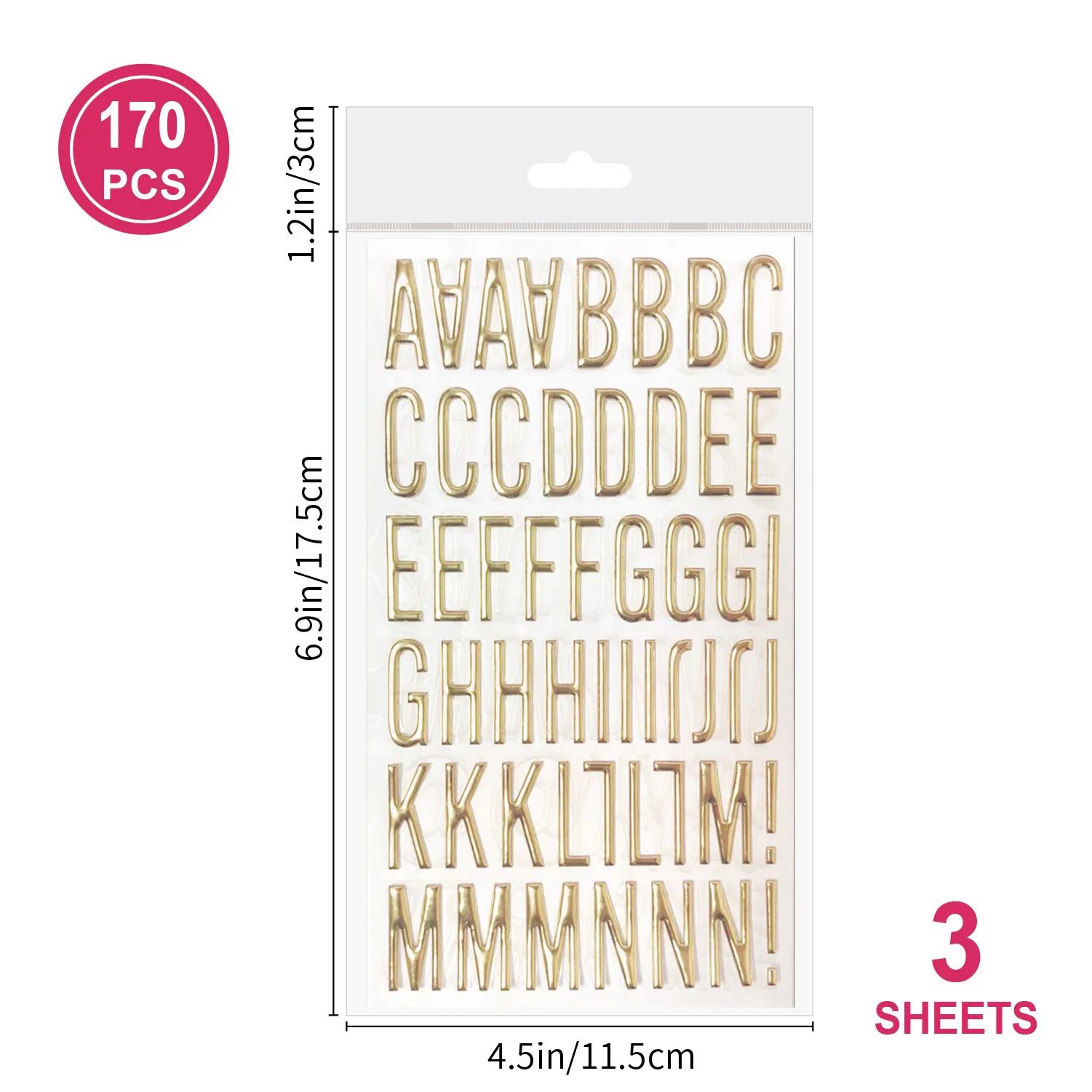 3D Embossed Gold Foil Bubble Letter Stickers Premium Metal Alphabet Decals for Handmade Journal Planner Supplies Wholesale