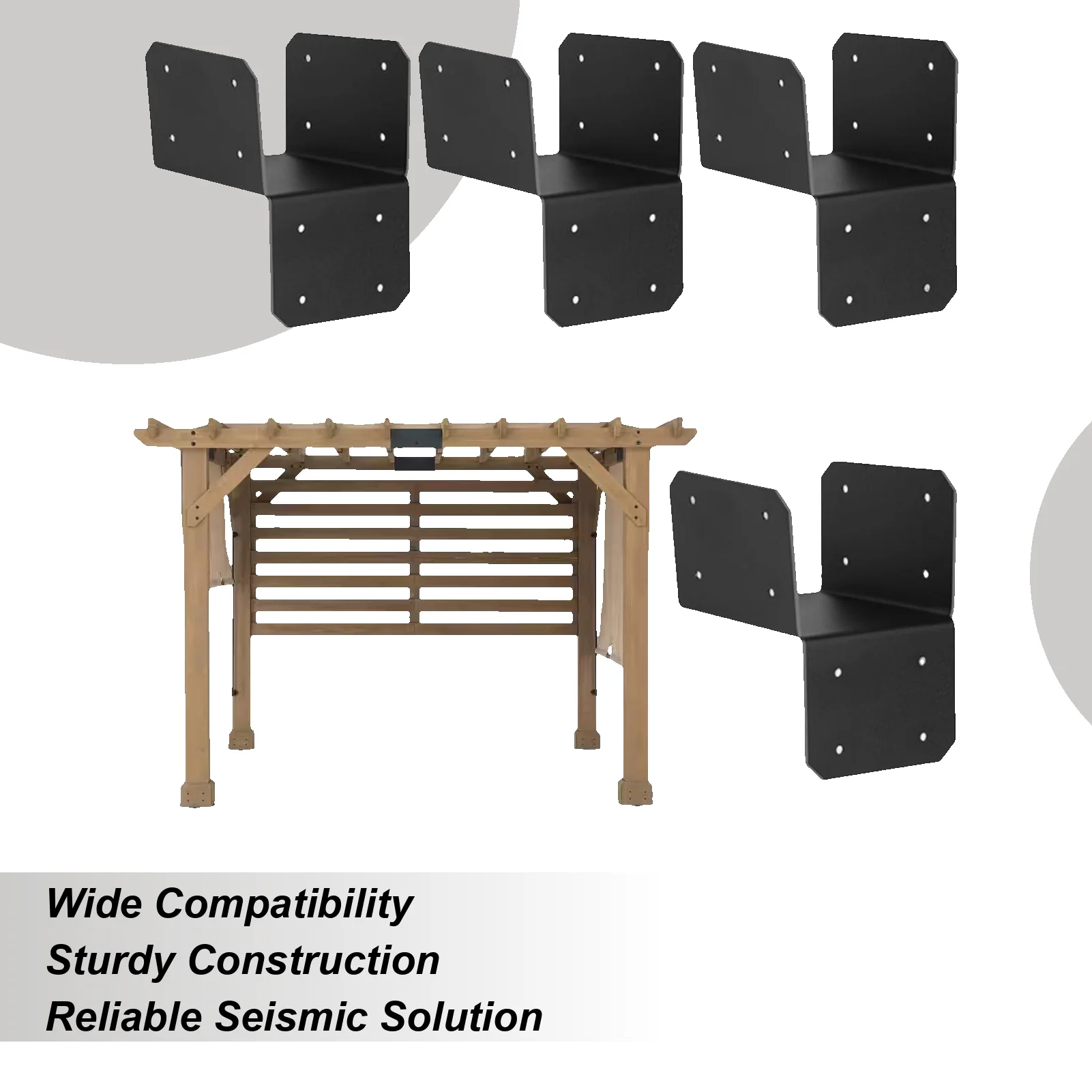 4pcs Heavy metal crossbeam bracket Outdoor Concealed-Flange Light Joist Bracket Steel Powder-Coated Joist Hanger Wood Brackets