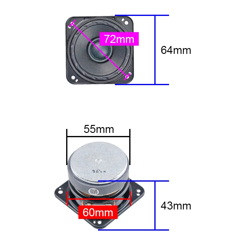 GHXAMP For Sony 2.5 inch 64mm Full range Speaker Classic Wave Rubber edge design 6ohm 15W 2PCS