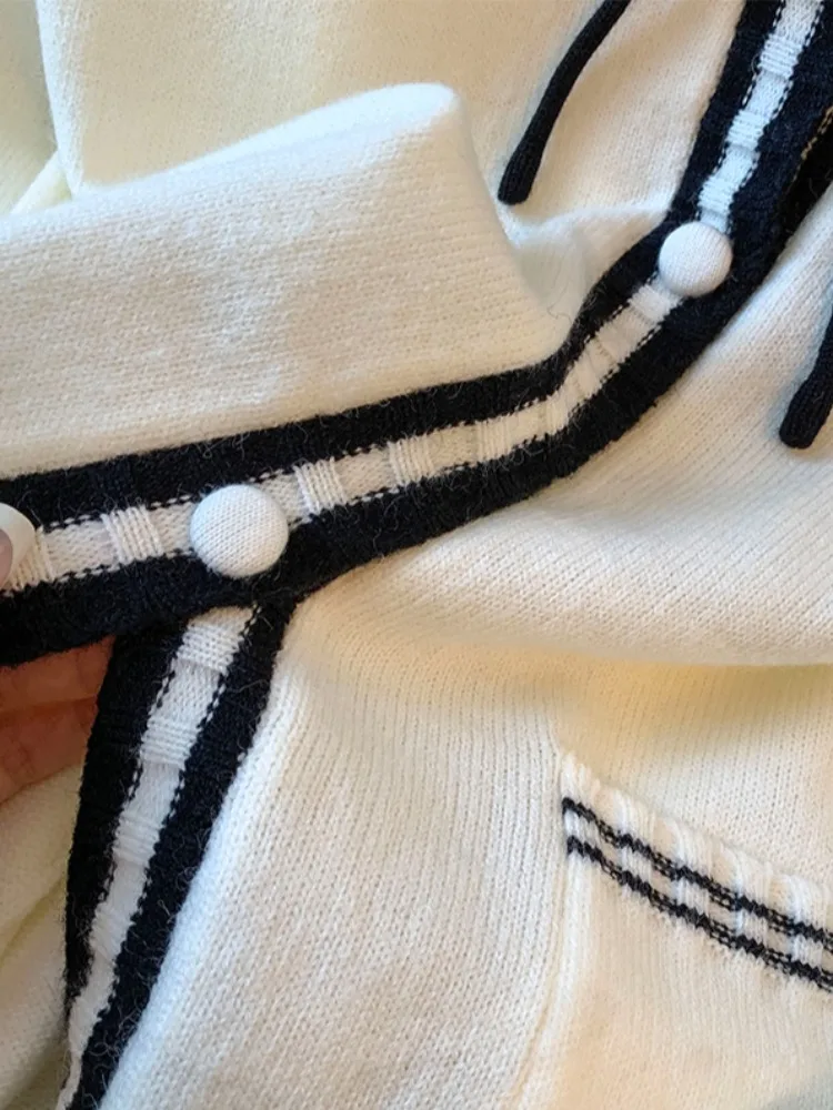 V-ne camisola de malha casaco feminino solto sle emagrecimento outono faion retro faculdade pré-encomenda auto-compra outerwear