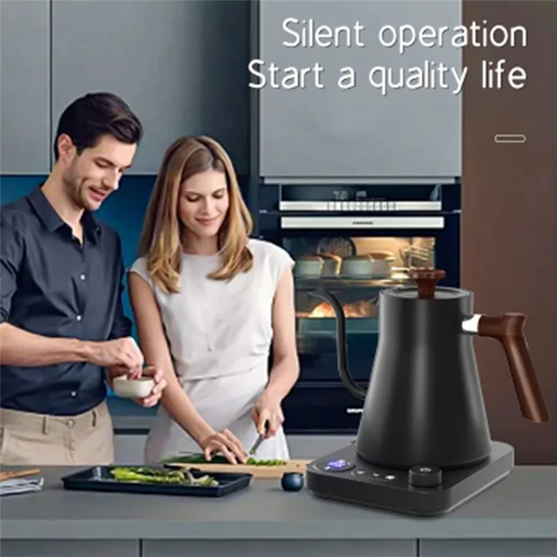 

900Ml Gooseneck Electric Kettle Smart Temperature Control Pot 1200W Rapid Heating 304 Stainless Steel Liner US Plug