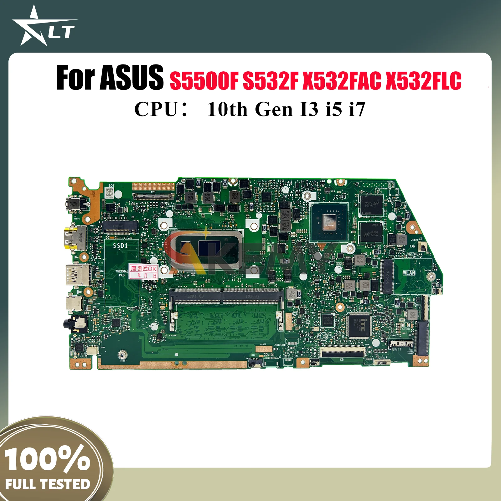 

X532FL Laptop Motherboard For ASUS S5500F K532F K531F X532FAC V531F S532F X532F X532FLC S531F V532F Mainboard 10th Gen I3 i5 i7