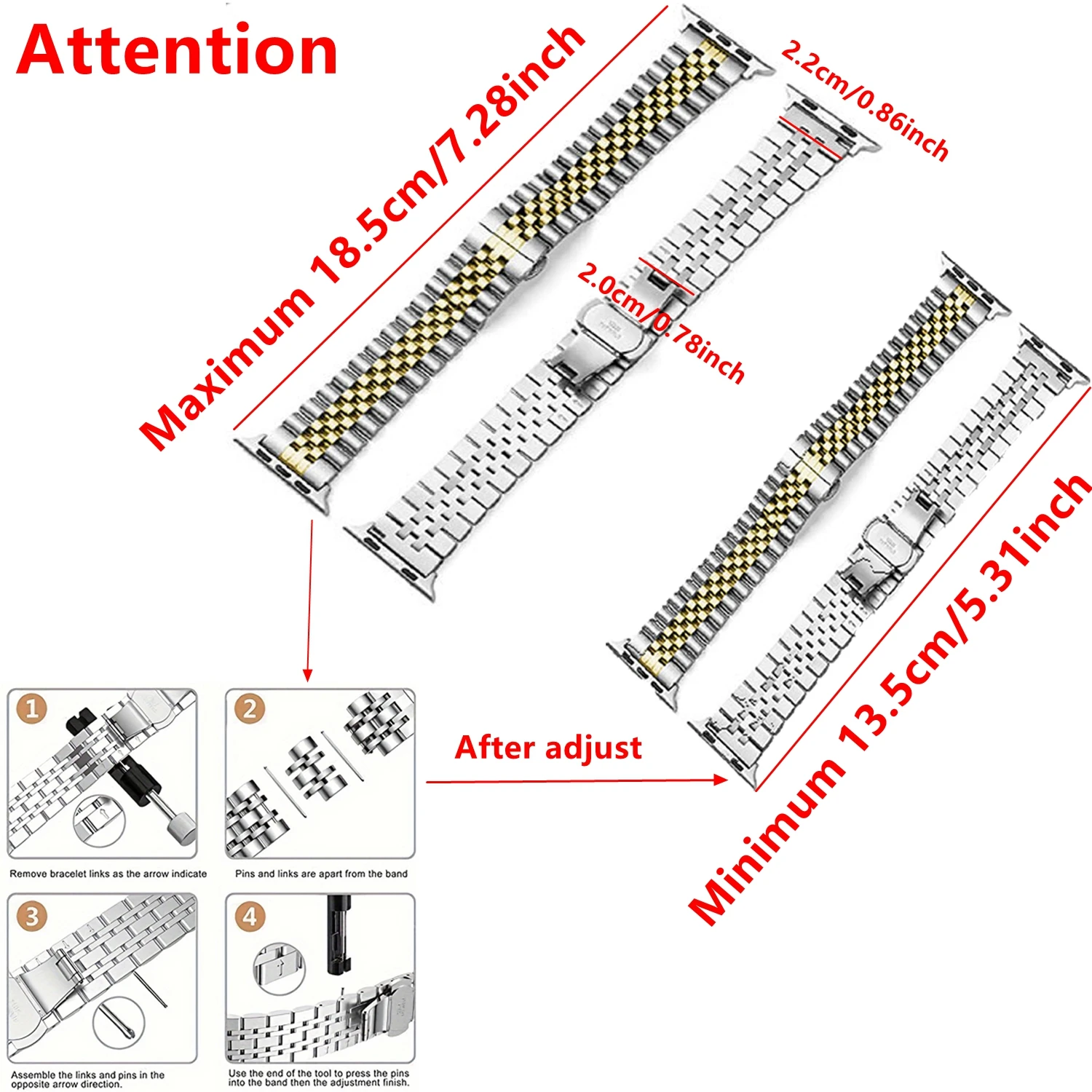 For IWatch Ultra 2 49mm 45mm 44mm 42mm 41mm 40mm 38mm Stainless Steel Metal Watch Strap For Apple Watch Series 9/8/7/6/5/4/3/SE image 6