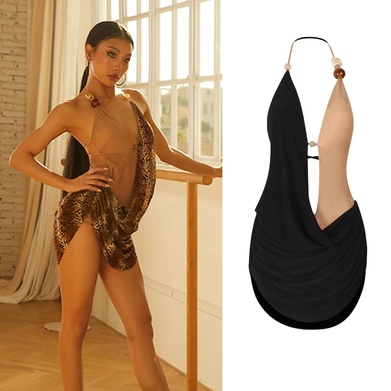 

ZYM Summer Adults Splicing Color Latin Dance Performance Dress Women Chacha Latin Dance Dress Stage Competition Wear SL15610