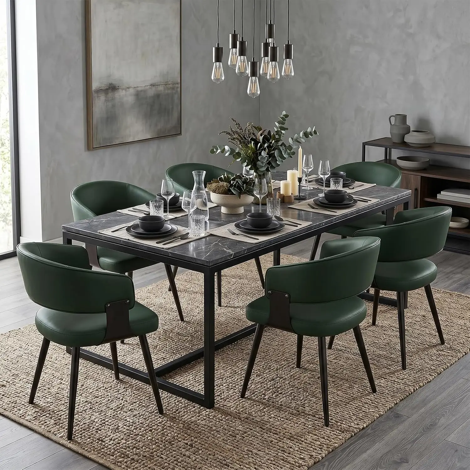Modern Faux Leather Dining Chairs Set of 6 for Kitchen & Restaurant, Customized