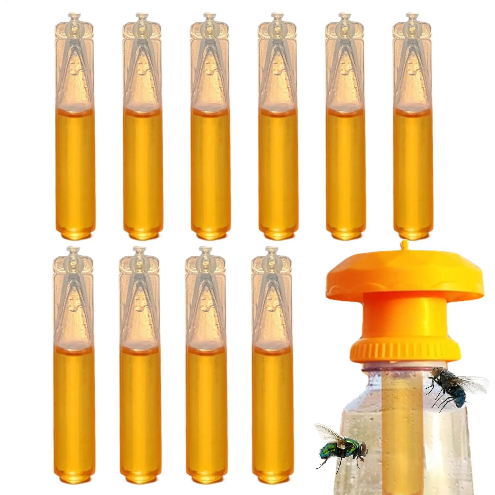 

10pc Fruit Fly Attractant Fruit Fly Trap Killer Drosophila Trap Fly Catcher Liquid For Garden Orchard Dining Area Trapping Tools