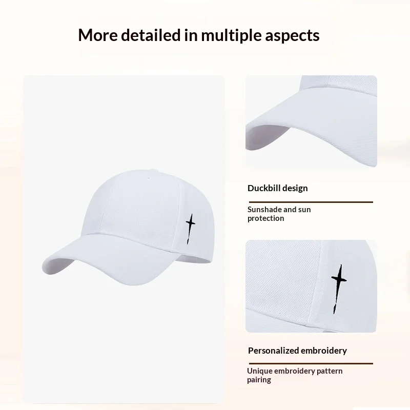 Unisex Spring Style Sports  Baseball Hat with Side - Embroidered Cross Patterns. Outdoor Adjustable Casual Hat Sunscreen Hats