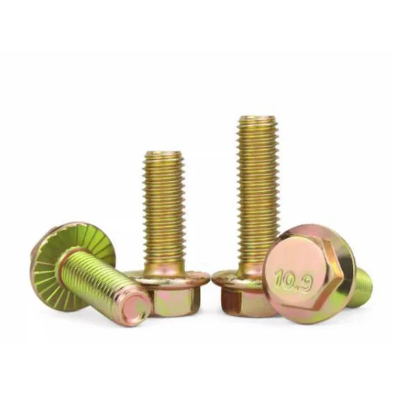 1-40pcs High-strength 10.9 Grade Zinc Plated Hexagonal Toothed Flange Surface Screws M6 M8 M10 M12 M14 M16